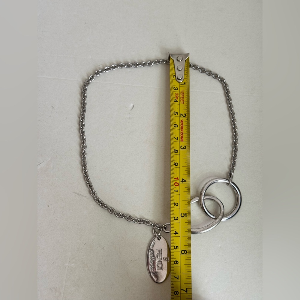 FENDI Vintage Necklace Selleria Oval Plate Charm 925 Silver - Picture 8 of 13
